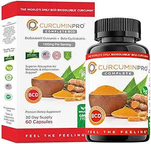 CurcuminPro Completo – Supplemento Turco ad alto assorbimento. Proteine-Powered Curcumin Capsule con BioSoluble Curcumin per la massima efficacia. Integratore naturale della curcumina (60 conteggio)