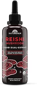 Naturealm Reishi Mushroom Liquid Tincture Supplemento – Promuove la calma, il supporto immunitario & Sleep Aid, Vegan, Non-GMO – Organic Fruiting Bodies, 1 mese di fornitura