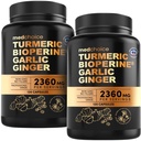 4-in-1-Turm- und Knoblauch-Ergänzungen mit BioPerine – 2360mg Turmeric Ginger Root Capsules mit Knoblauch – High Potency Herbal Blend (120 ct, Pack of 2)