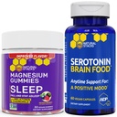 NATURAL STACKS Sleep Magnesium Gummies + Serotonin Brain Food Bundle - Unterstützt Qualität Schlaf & Positive Stimmung* - 90 Gesamtstücke