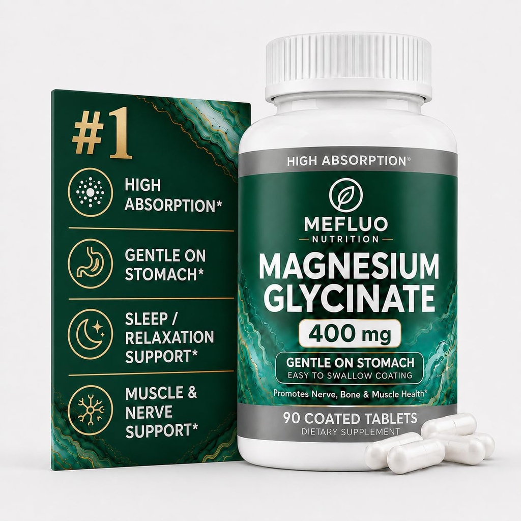 Magnesium Glycinate, 90 Vegan Capsules, High Absorption | Chelated magnesium supports sleep, muscle recovery and nerve health, gentle on stomach, non-GMO, gluten and soy free