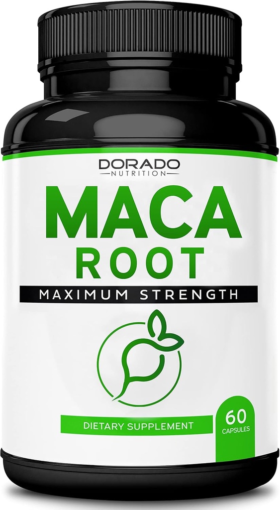 Maca Root Capsules 15.000mg für Männer und Frauen - 10x Concentrated Extract Equivalent - [Maximum Strength] - Zero Fillers - Third Party Tested - Vegan - Gluten Free & Non-GMO - USA Made - 60 Capsules
