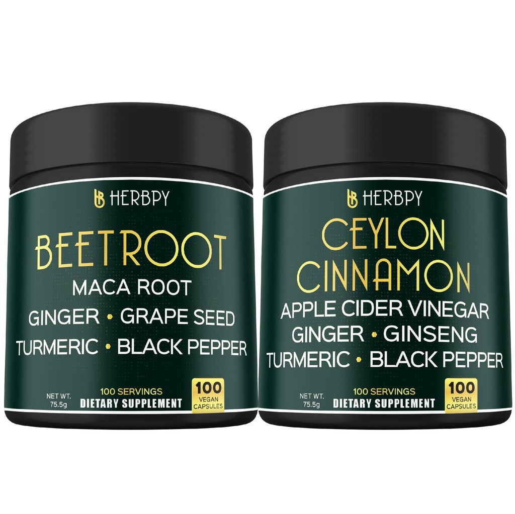 Ensemble 6en1 Capsules de racine de betterave et 6en1 Premium Ceylan Cinnamon Suppléments