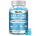 Creatine Monohydrate Gummies 8000MG, Pre/Post Workout, Creatine Gummies for Men & Women, with BCAA, HMB, L-Taurine, B12/6, Creatine Powder, Caplues & Pills Alternative for Support Muscle, Energy