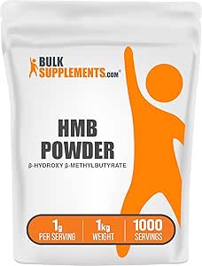 BulkSupplements.com Poudre de HMB - comme Calcium HMB, Beta-Hydroxy Beta-Méthylbutyrate - Poudre de HMB, sans gluten - 1g par portion, 1kg (2,2 lb) (paquet de 1)