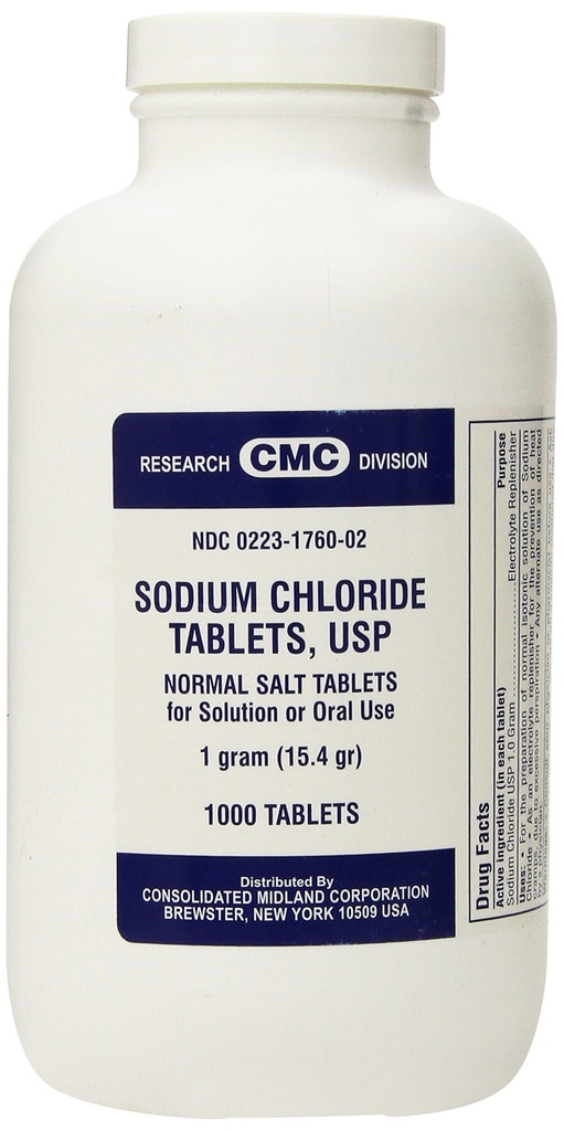 Sodium Chloride USP Normal Salt 1000 Tablets 1 GRAM