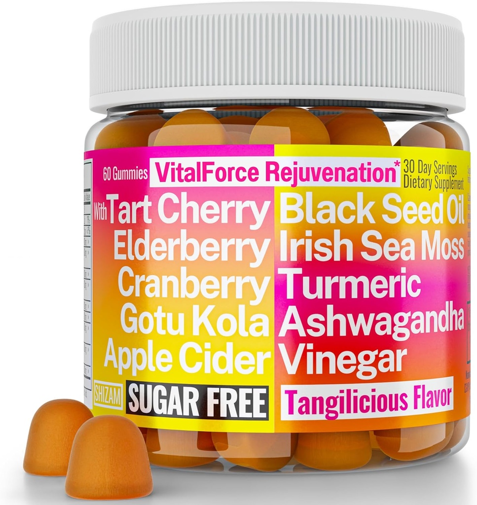 Gotu Kola Black Seed olio di mele sidro Aceto irlandese Seamoss Cranberry Ashwagandha Tart Cherry curcumina curcuma elderberry Gummies