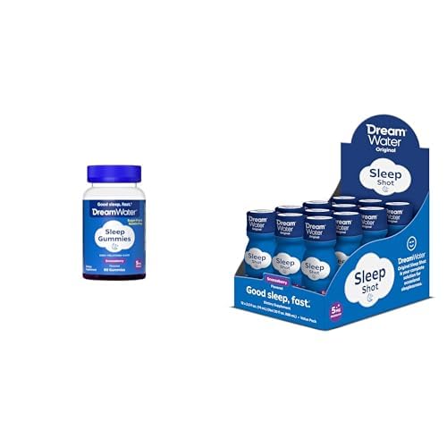 Bundle of Dream Water Sleep Gummies 60 Gummies + Dream Water Sleep Aid Supplement Drink Snoozeberry, 12-Count