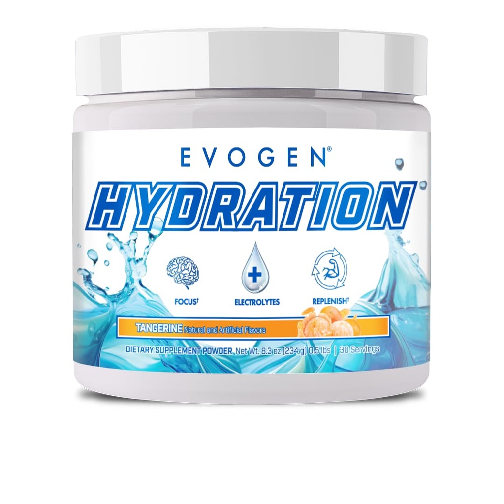Evogen Hydration - Electrolytes Powder | Sugar-Free Electrolyte Powder Supplement for Hydration, Energy, and Recovery | Coconut Water, B Vitamins, Potassium | Tangerine | 30 Servings