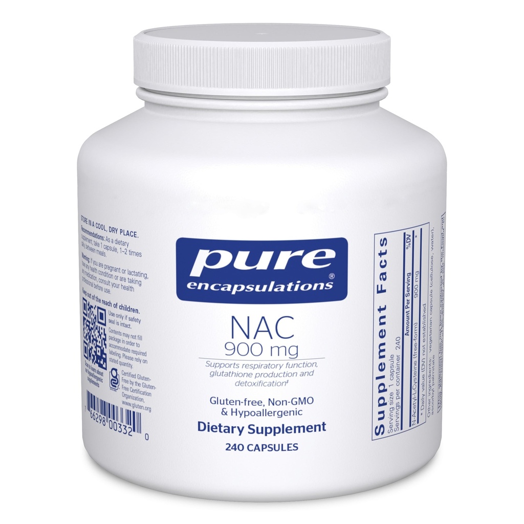 Reine Kapseln NAC 900 mg - N-Acetyl Cystein Aminosäure-Ergänzung für Lung & Immununterstützung, Leber & Antioxidantien* - 240 Kapseln