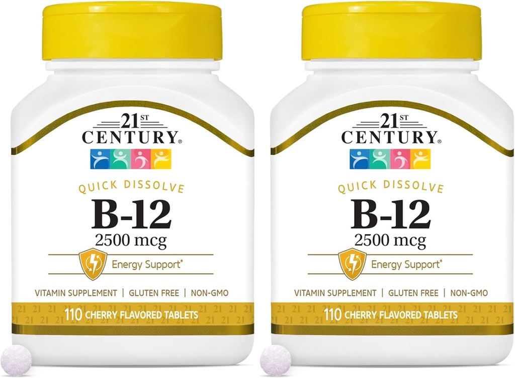 21st Century B 12 2500 mcg Sublingual Tablets, 110 Count (Pack von 2)