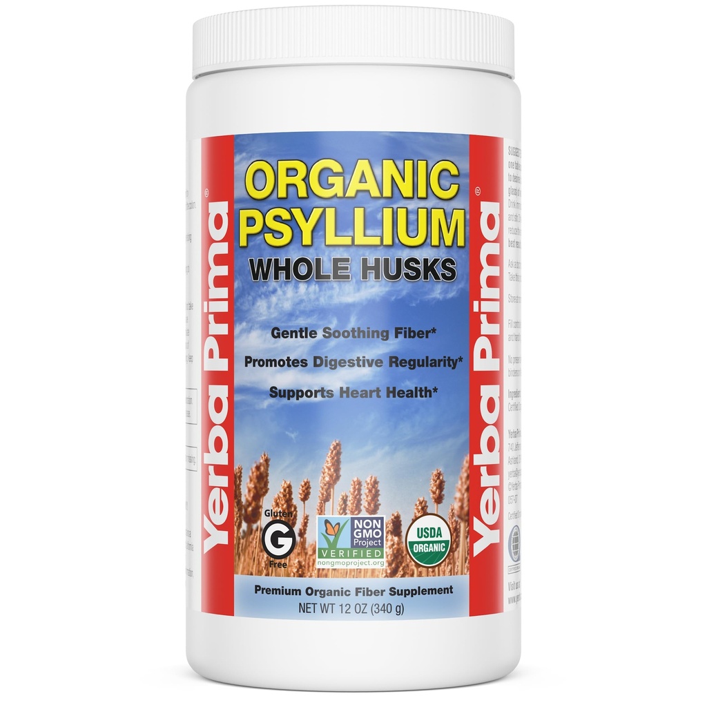 Yerba Prima Organic Psyllium Ganze Husks 12 oz - Natürliche Nahrungsfaser-Ergänzung, Non GMO, Glutenfrei, Keto und Vegan freundlich für Regularität Unterstützung, Unflavored