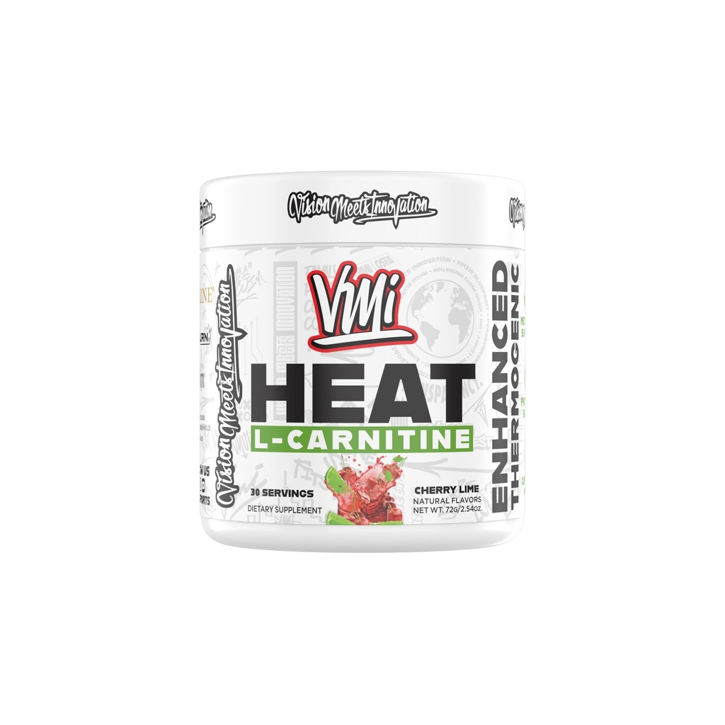 Heat L-Carnitine Powder Enhanced Thermogenic | 1500 mg L-Carnitine | Maximum Absorption Formula | Great Taste for Men & Women | 30 Servings (30 Serving, Cherry Lime)