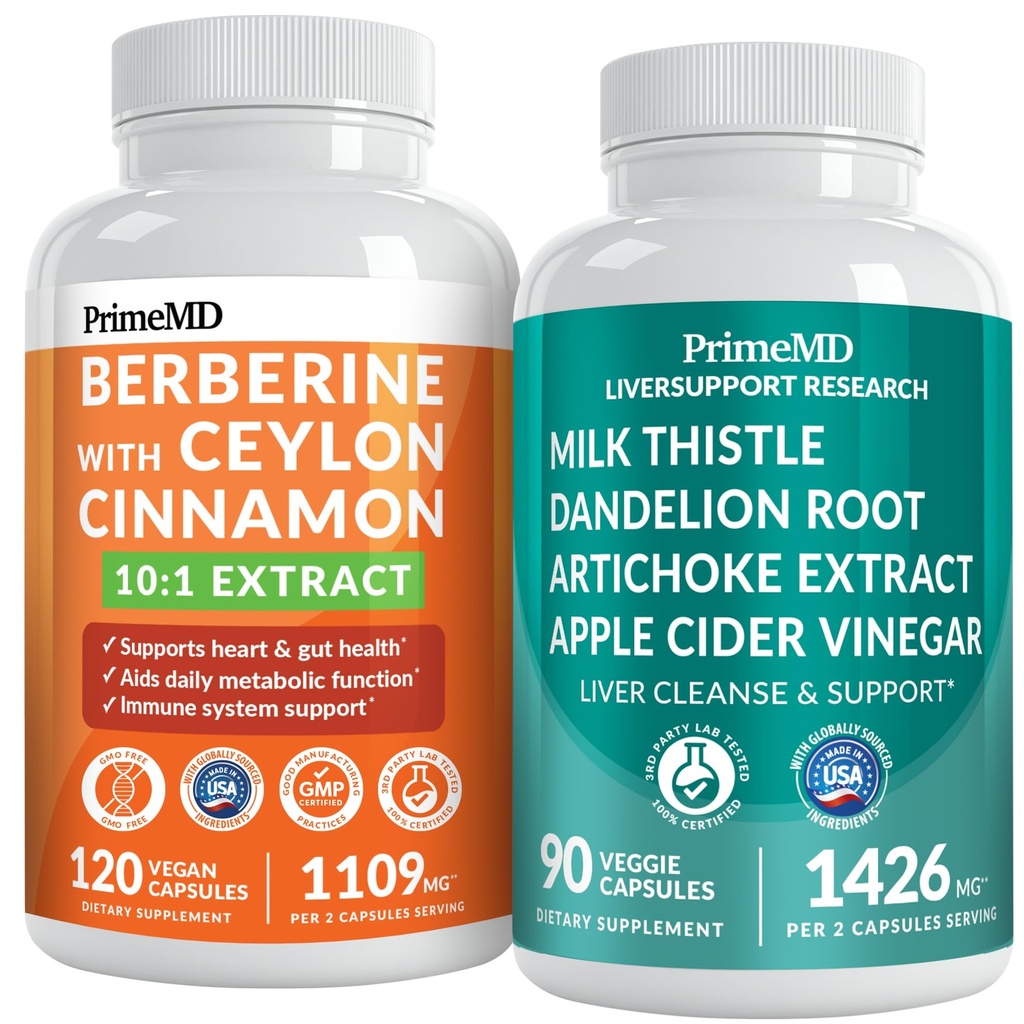 PrimeMD 21-en-1 Supplément berbère avec cannelle Ceylan, chrome, mélône amère et extrait de thé vert (120 ct) &