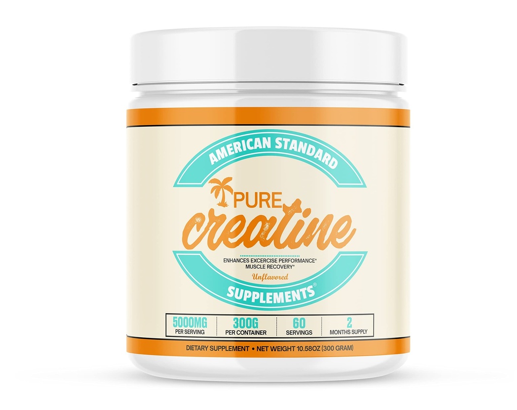 Amerikanische Standard-Ergänzungen reines Kreatin Monohydrat mikronisiertes Pulver - Mikronisiertes Kreatin Monohydrat-Pulver - Entflammt - 5000mg pro Servierung - 60 Servierungen (300g)