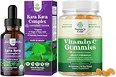 Bundle di Potent Liquid Kava Kava Gocce Supplemento con Kavalactones per Bilanciato Mood e Chewable Vitamin C Gummies per Adulti - Acido Ascorbico Booster Immune Naturale e Rimedio Freddo Naturale