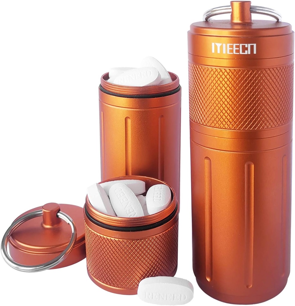 Zwei-Layer Pillen Organizer, wasserdicht Pillen-Container, Pillen-Halter kann Pillen alles Größen, Vitamine, Cod Liver Öl, Ergänzungen und Medikamente, Rv-Produkte, Größe:1.6 x 1.6 x 4.4 in(Orange)