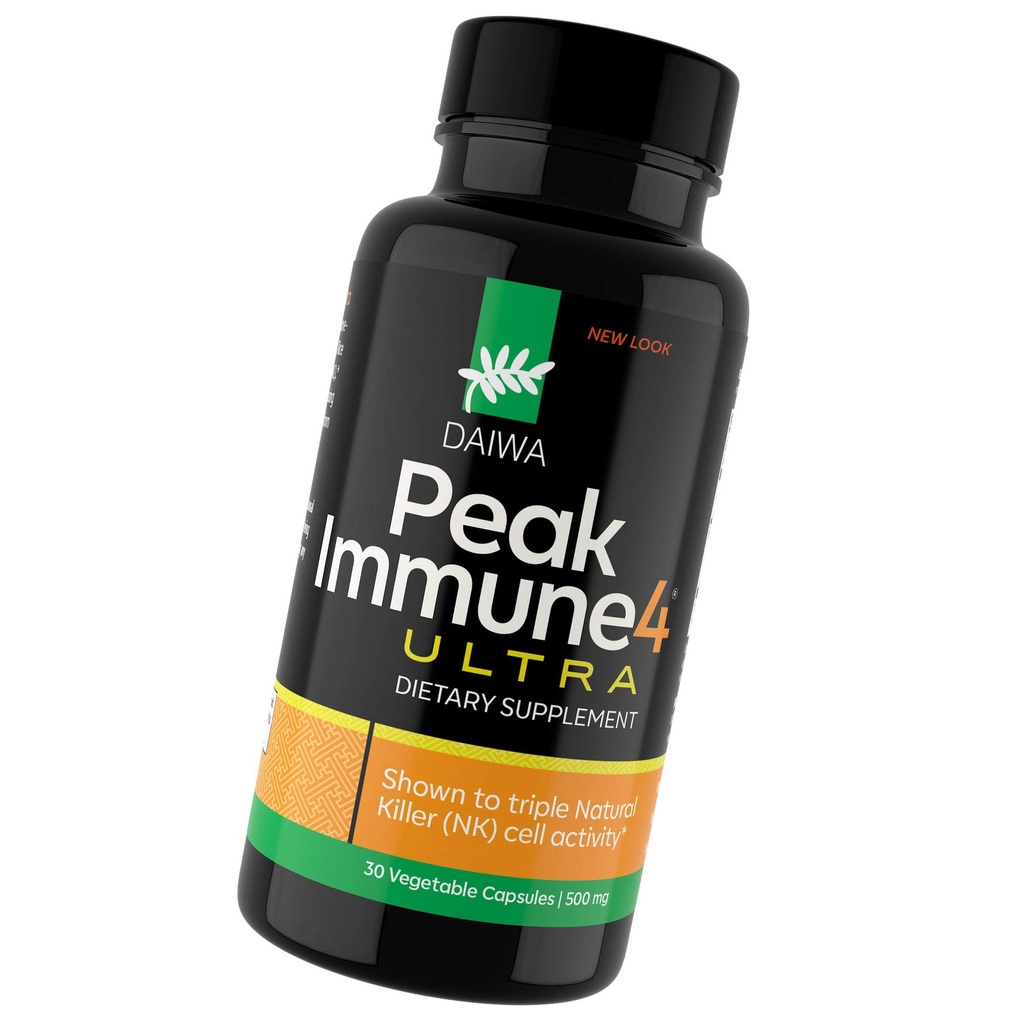 Daiwa PeakImmune4 Natürliche Immununterstützung Ergänzung mit RBAC Rice Bran und Mycelia Extrakt aus Shiitake Pilzen - Ultra Strength