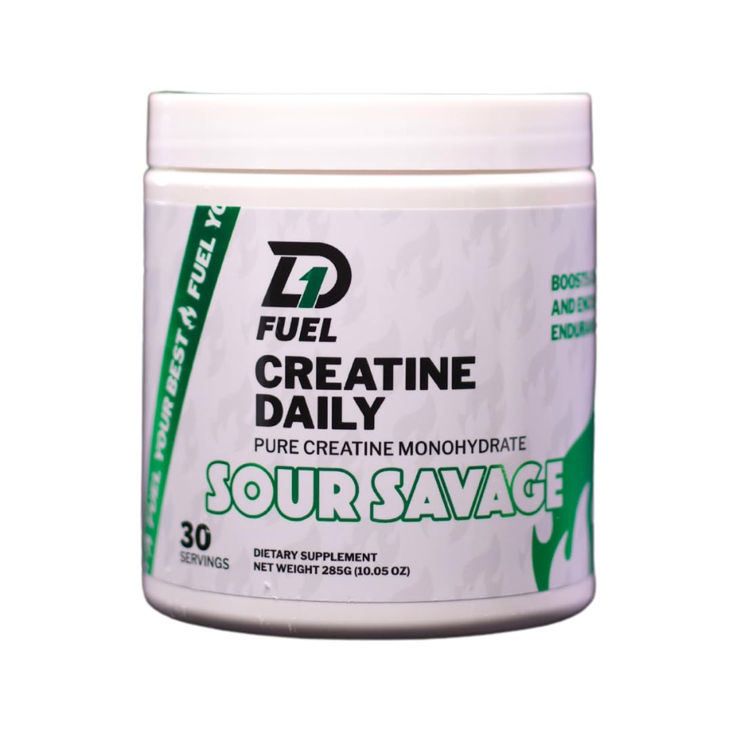 Creatine Monohydrate Powder - Sour Savage Daily Supplement with 5g Pure Creatine - Enhances Muscular Endurance, Strength & Athletic Performance - Sugar-Free, 30 Servings