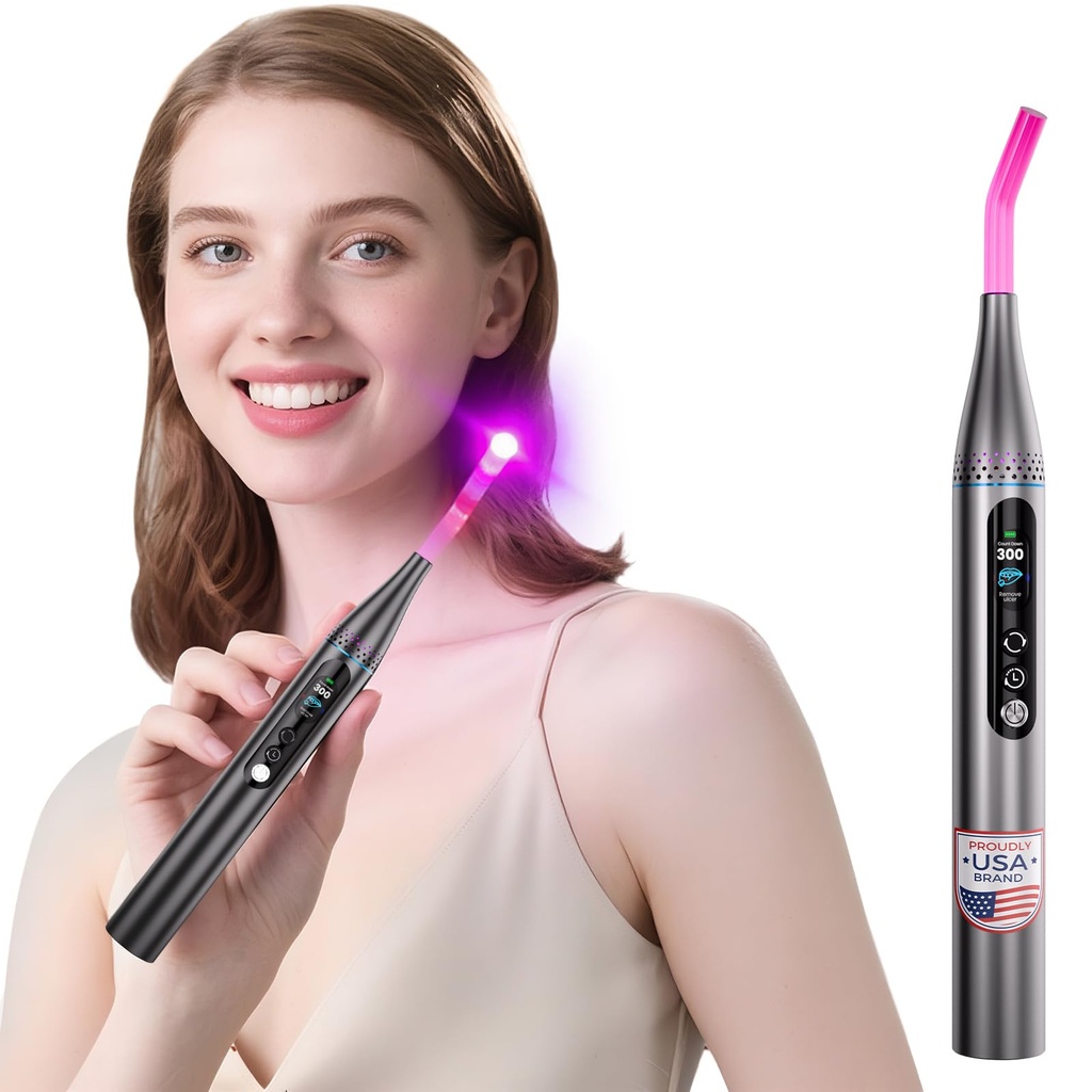 Red Light Therapy for Face, Cold Sore Treatment for Lips, 3-in-1 Rechargeable Elite Grade Infrared Red Light Therapy Wand, Canker Sore & Fever Blister Treatment. Ideal for Lips, Nose and Skin.
