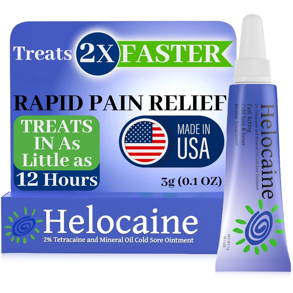Fast Acting Cold Sore Sore Treatment for Lips & Mouth, Oral and Topical Rapid Pain Relief Over-The-Counter, 3g, 0.1 oz Tube, 1 Pack