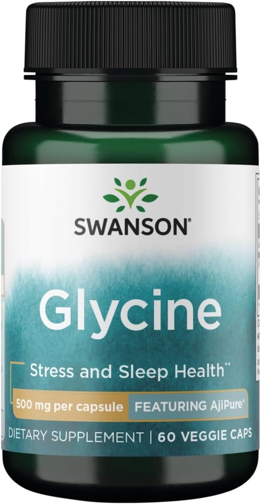 Swanson Amino Acid Ajipure Glycine Pharmaceutique Grade 500 Milligrammes 60 Capsules de Veg