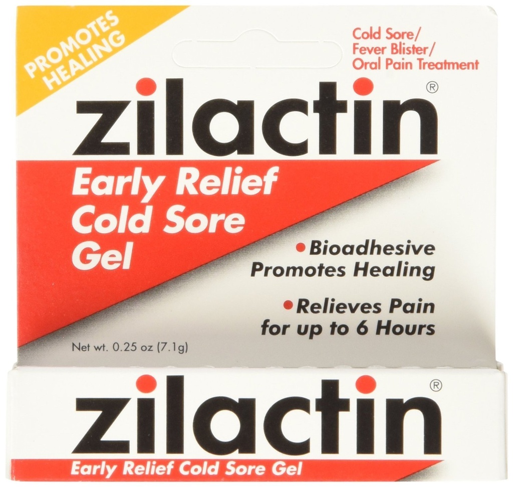 Zilactin Cold Sore Gel, Medicated Gel, 2 Count