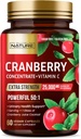 Costruito con pillole di mirtillo naturale 25.000mg - Extra Forza 50:1 Concentrato estratto con vitamina C - Integratore di salute del tratto urinario per le donne - Non OGM, Zucchero Libero, Vegan - 60 capsule