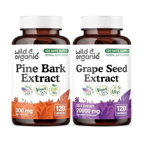 Wild & Organic Pine Bark Extract 120 Capsules & Grape Seed 120 Capsules