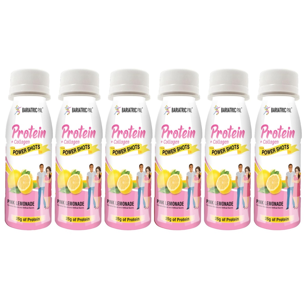 BariatricPal Ready-To-Drink 25g Whey Protein & Collagen Power Shots - Pink Lemonade (6 Bottles)