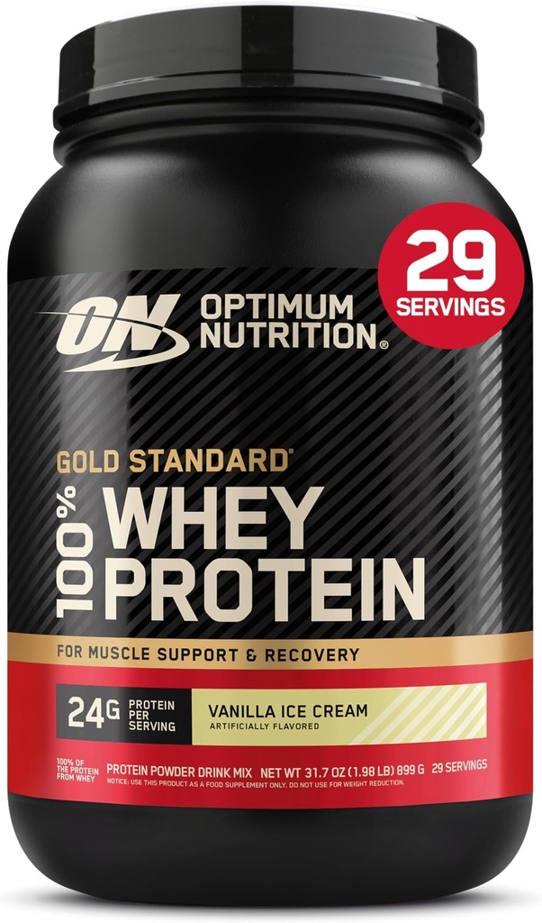 Optimum Nutrition Gold Standard 100% Whey Protein Powder, Vanilla Ice Cream, 2 Pound (Packaging May Vary) (Pack of 6)
