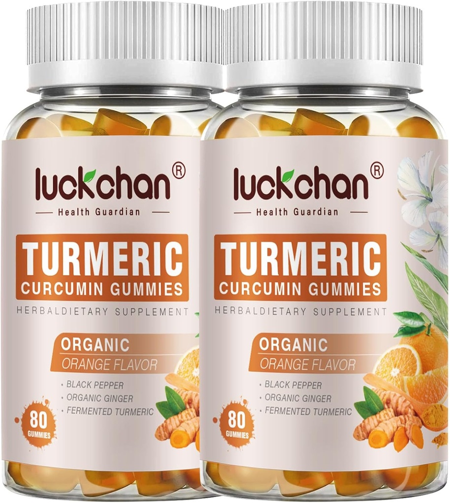 Gummie curcuma e zenzero (2 Pack) - Curcumina erboristica con pepe nero e integratori di zenzero per il supporto immunitario Pelle sana - Gummie turche vegane per adulti - Gluten Free, Basso zucchero