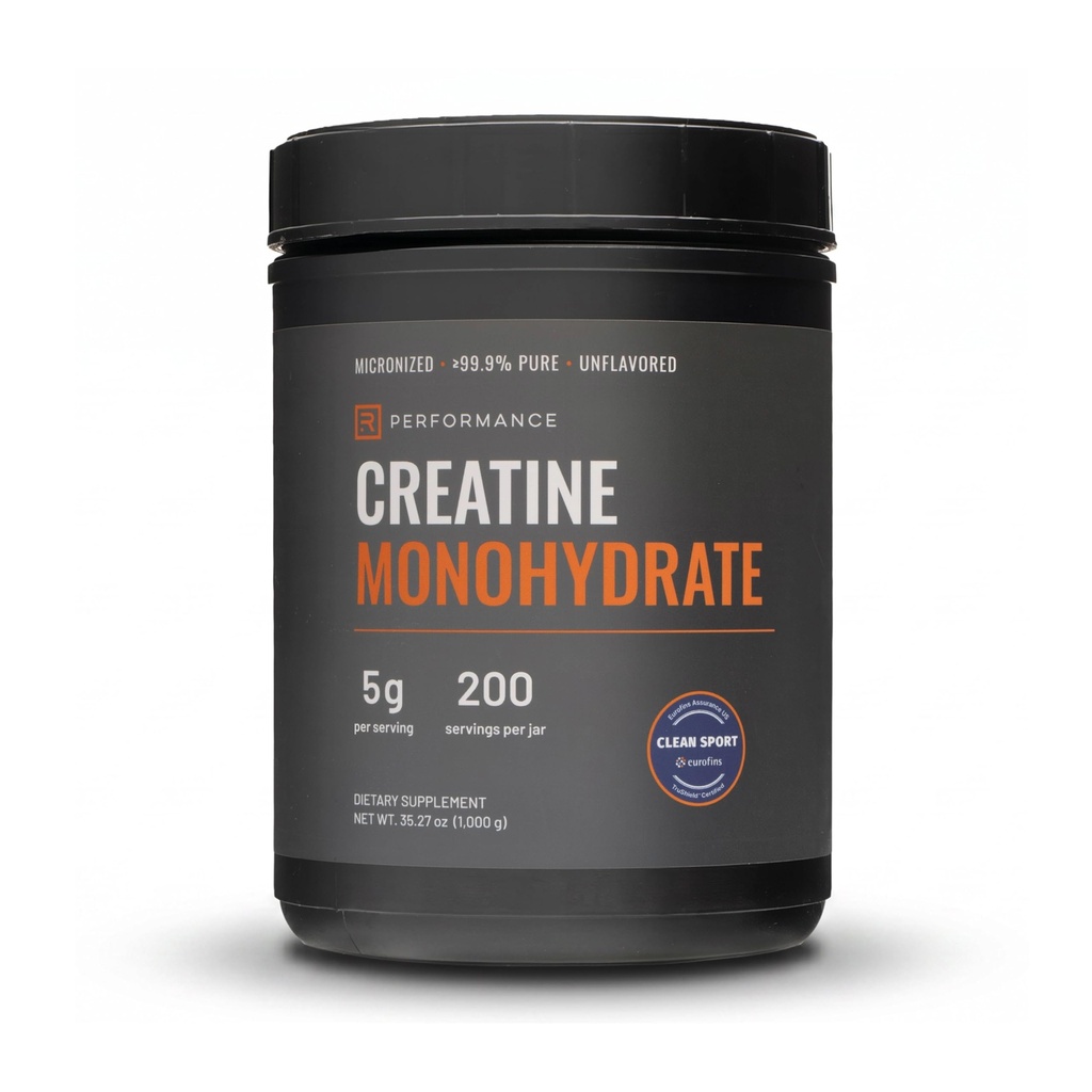 Eurofins Clean Sport Certified Creatine Monohydrate Powder - 200 Servings, 1kg, ≥99.9% Pure, Banned Substance Tested, Unflavored, Micronized