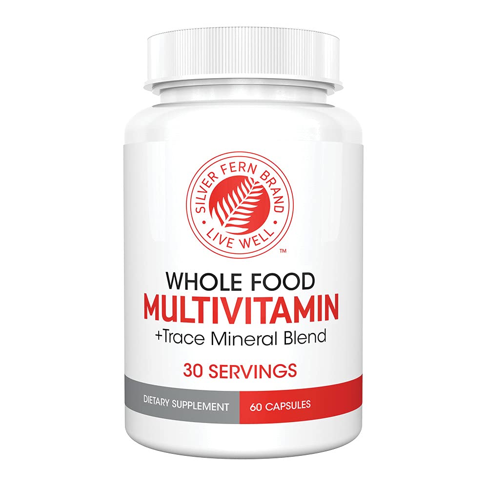 Silver Fern Whole Food Daily Multi Vitamin w/Trace Mineral Blend Supplement - 1 Bottiglia - 60 Vegicaps - 30 Day Supply - Naturale, Non-GMO, Vegan, Multivitamina Uomo e Donna - Sintetici Zero