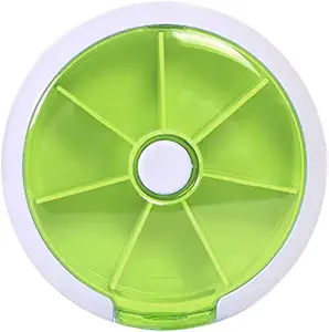 Organizzatore di pillole settimanalmente, caso di vendita all'INVODA 7 giorno 3 volte Dispenser di pillole di medicina,Push Button Rotate Pill Planner con 7 scomparti (1, verde)