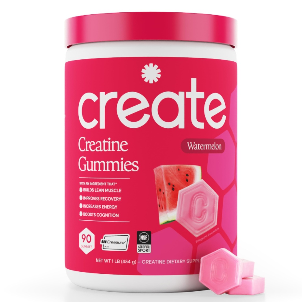 Creatina Monohydrate Gummies per Uomini e Donne - Boost Focus, Forza e Endurance, Formula Anti-Melting, Vegan, Gluten-Free, Non-OGM, 1.5 Gram Creatine per Gummy (Watermelon, 90 ct)