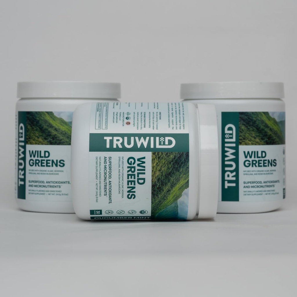 TruWild Greens Superfood Juice Powder, with 22+ Greens & Anti-Oxidants, Green Juice Powder, Natural Immune, Stress, Digestion Support, 40 Servings, 2 Pack