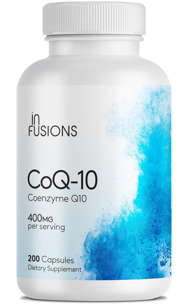 Infusions Pure Extra Strength CoQ10 400mg 200 Capsules High Absorption Gluten Free Non-GMO