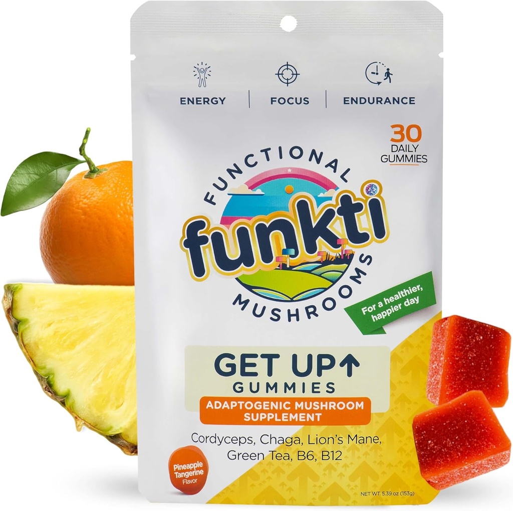 Focus Gummies de Champignons pour adultes, Supplément de Champignons avec Cordyceps, Lion, Chaga, B6, B12, Thé vert - Se lever Gummies, Un par jour - Max Force