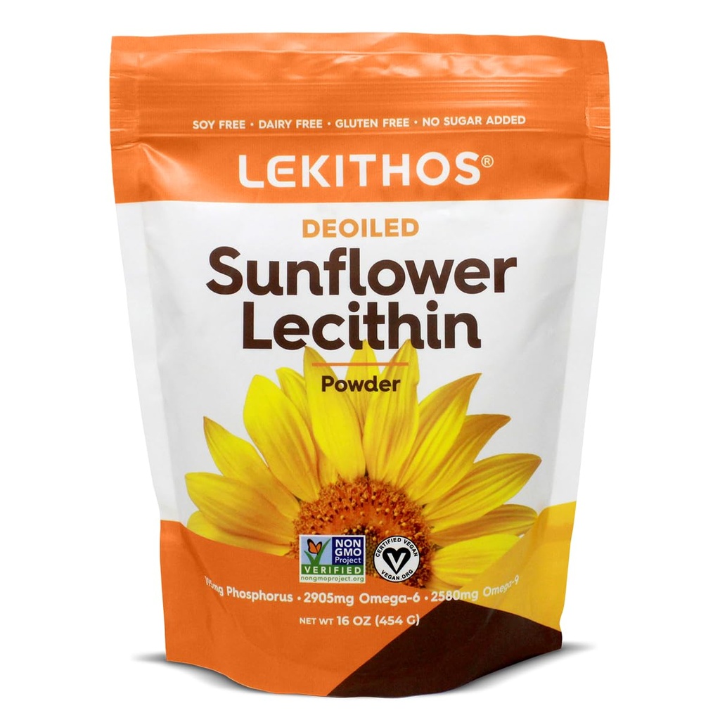 Entöltes Sonnenblumen-Lecithin-Pulver 16oz, Tägliche Lecithin-Ergänzung zum Kochen, Backen & Gummies, 1760mg Phosphatidyl Choline-Ergänzung - Toll für gekämmte Milch-Düfte! 65 Servietten, Non-GMO