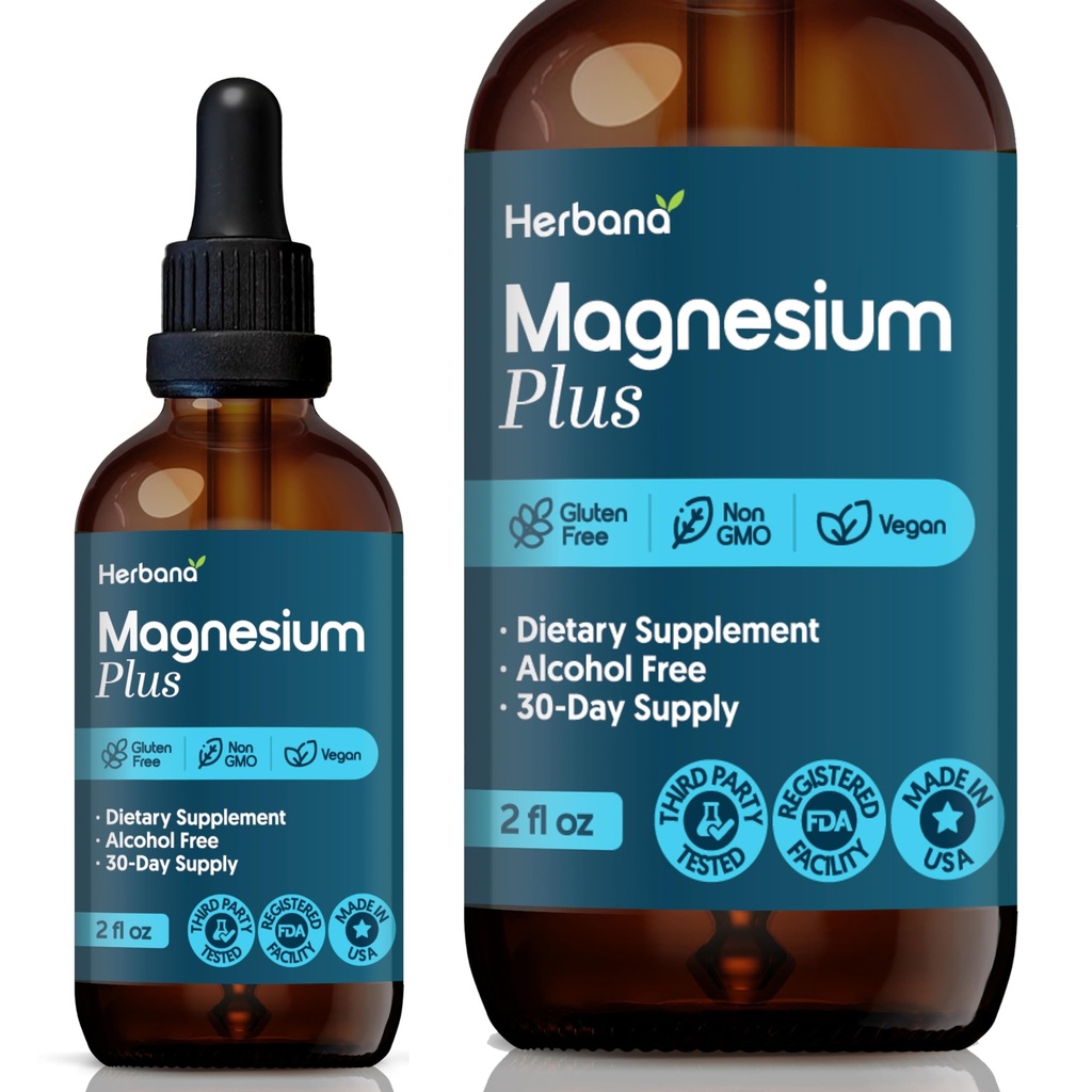 Magnesium Complex Plus 2 fl oz Liquid Drops - Advanced Magnesium Citrate, Glycinate, L-threonate with Vitamins B6, D, C Supplement - High Potency 100% Absorption - 30-Day Supply