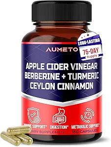 Aceto di sidro di mele Berberina Ceylon Cinnamon Turmeric All-in-1 Supplemento per la digestione ottimale, Immunity & Weight Managament *USA Made & Tested* (150 Count (Pack of 1))