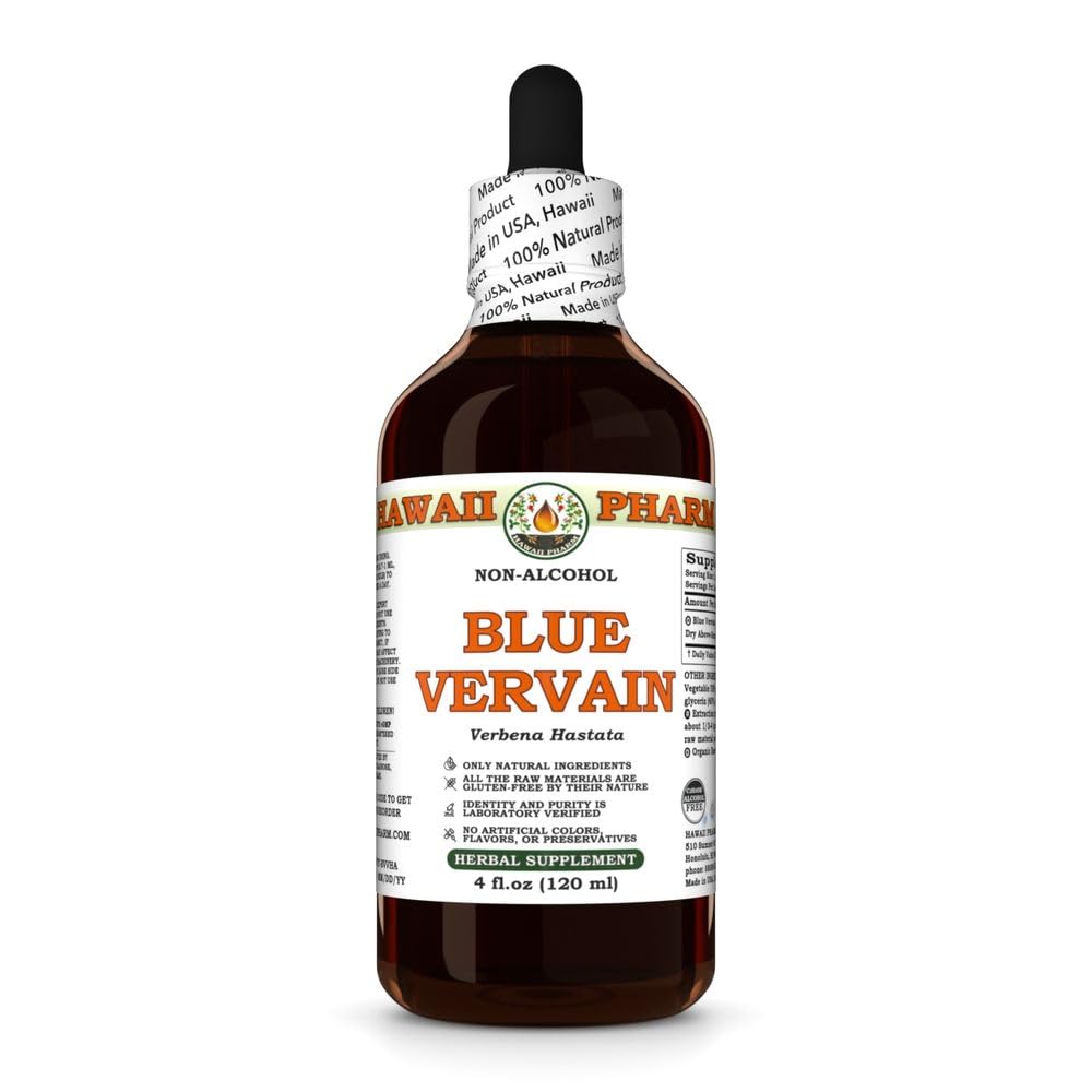 Hawaii Pharm Blue Vervain Alcohol-Free Extract, Glycerite for Relaxation Support, Protects Nervous System, Digestive Support - 4 fl.oz