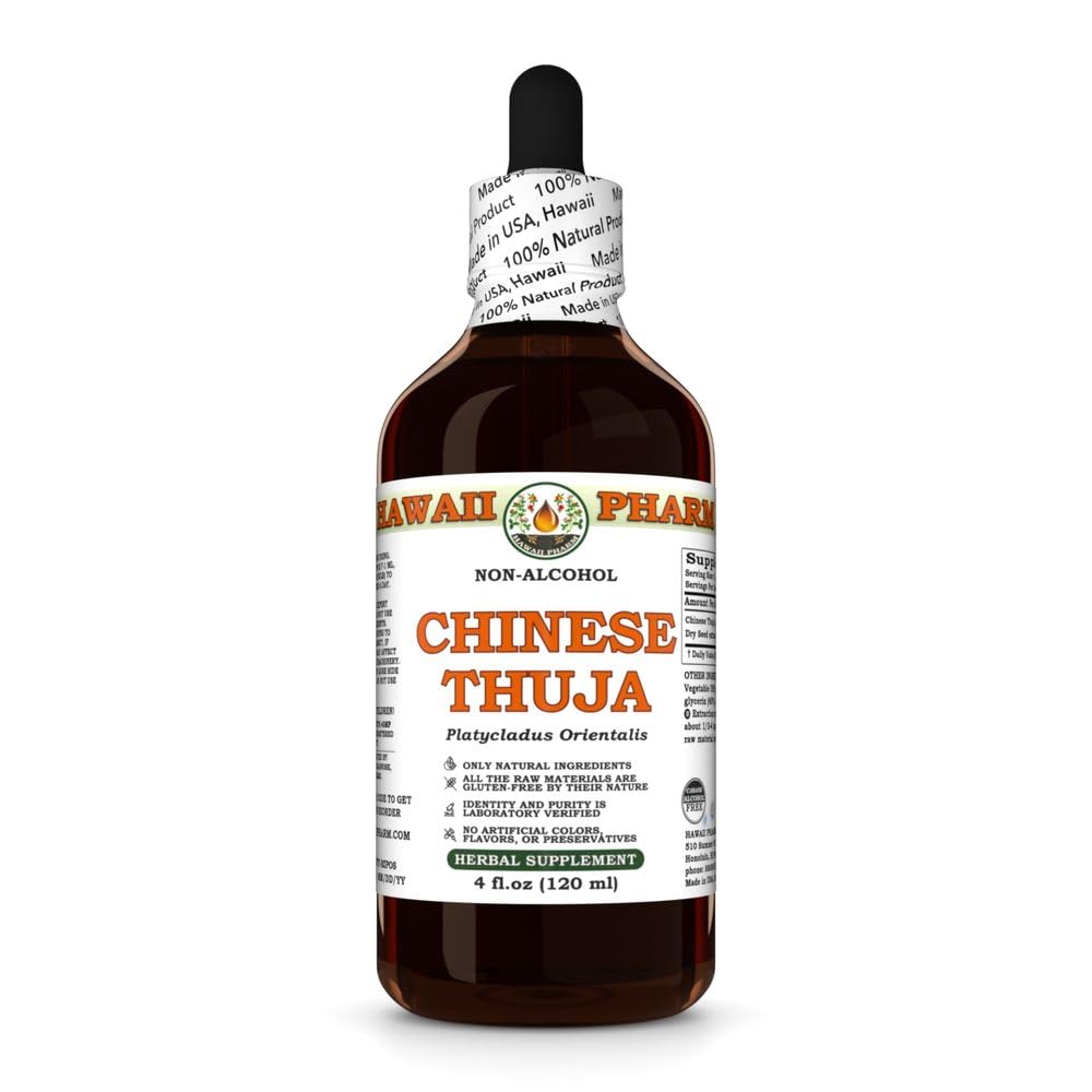 Chinese Thuja (Platycladus Orientalis) Dry Seed Glycerite, Made in Hawaii, All Natural, Vegan, Lab Tested Alcohol-Free Liquid Extract - 4 fl.oz