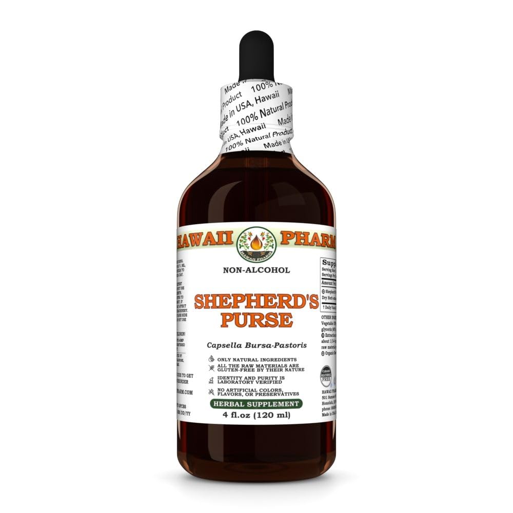 Shepherd's Purse (Capsella Bursa-Pastoris) Dry Herb Glycerite, All Natural, Vegan, Lab Tested Alcohol-Free Liquid Extract - 4 fl.oz