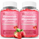 2 Pack Potassium Magnesium Gummies for Men & Women, Potassium Magnesium Supplement for Leg Cramps, Muscle Health, & Electrolyte Balance, Strawberry Flavor, 120 Gummies