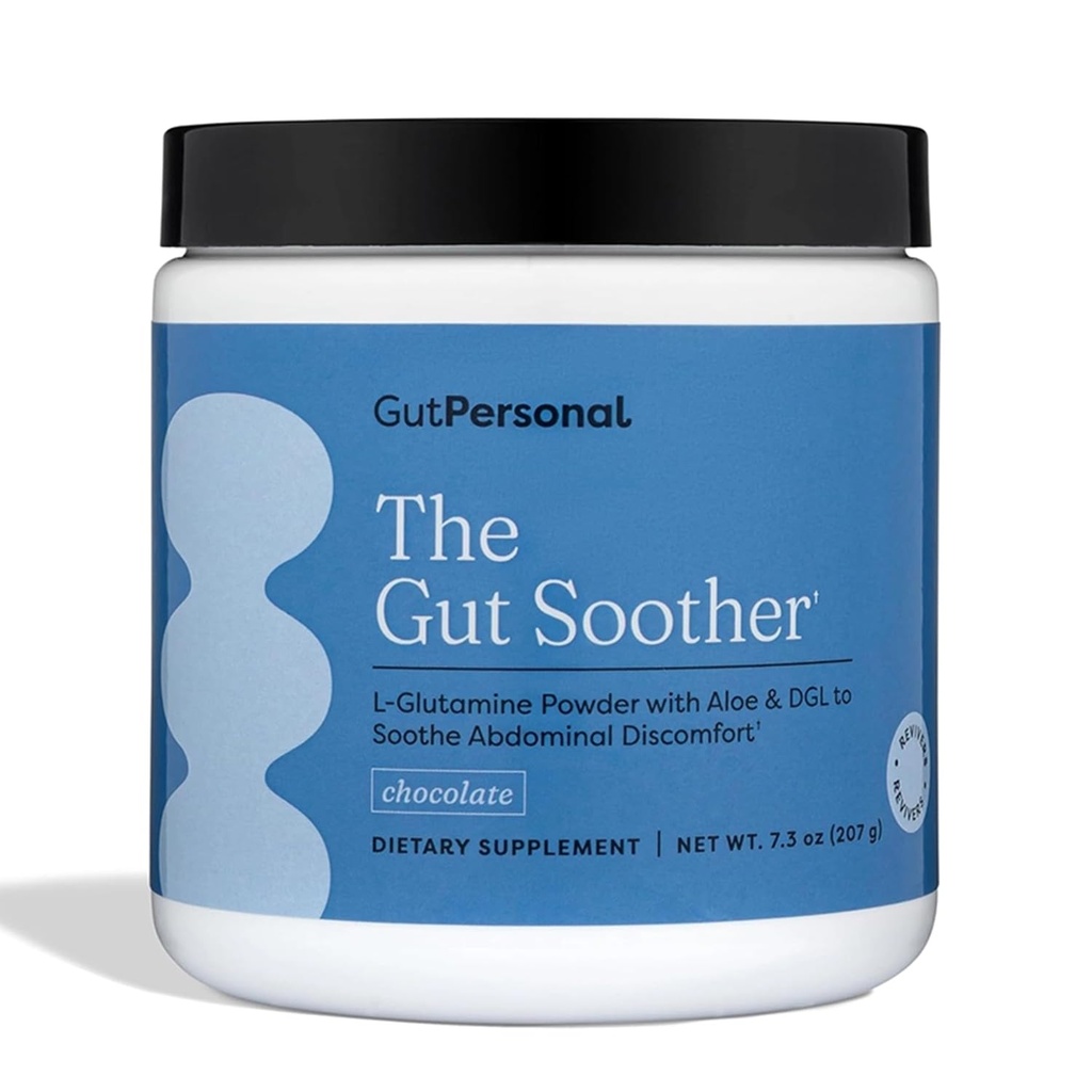 GutPersonal Il Gut Soother L-Glutamine Polvere Supplemento: Restore Gut Lining, Soothe Digestive Discomfort Mentre Promuovi la salute generale del fegato, 30 Servings (Chocolate)