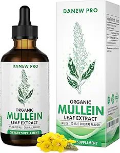 Mullein Tropfen für Lunge - Mullein Blatt Extrakt - Unterstützung Lung Cleanse & Atemfunktion für gesunde Atmung - Natürliche Ergänzung, Tinktur Tropfen | Non-GMO, Vegetarisch | 4 oz 120ml