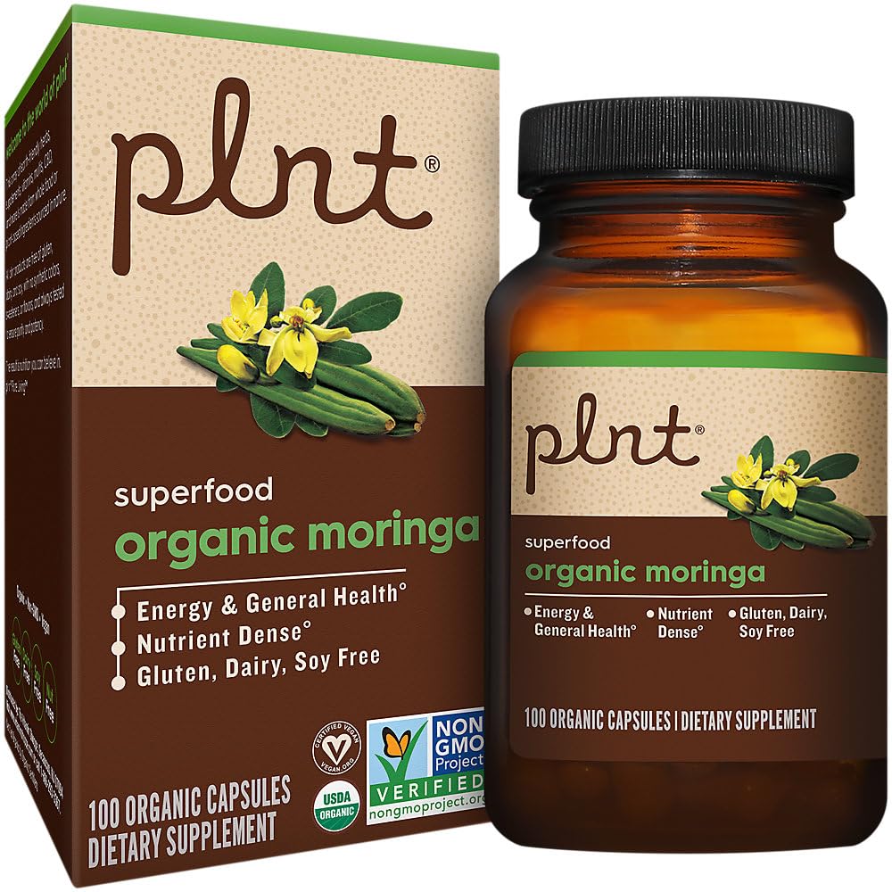 Organic Moringa a" Superfood for Energy Support a" 1,000 MG (100 Capsules)