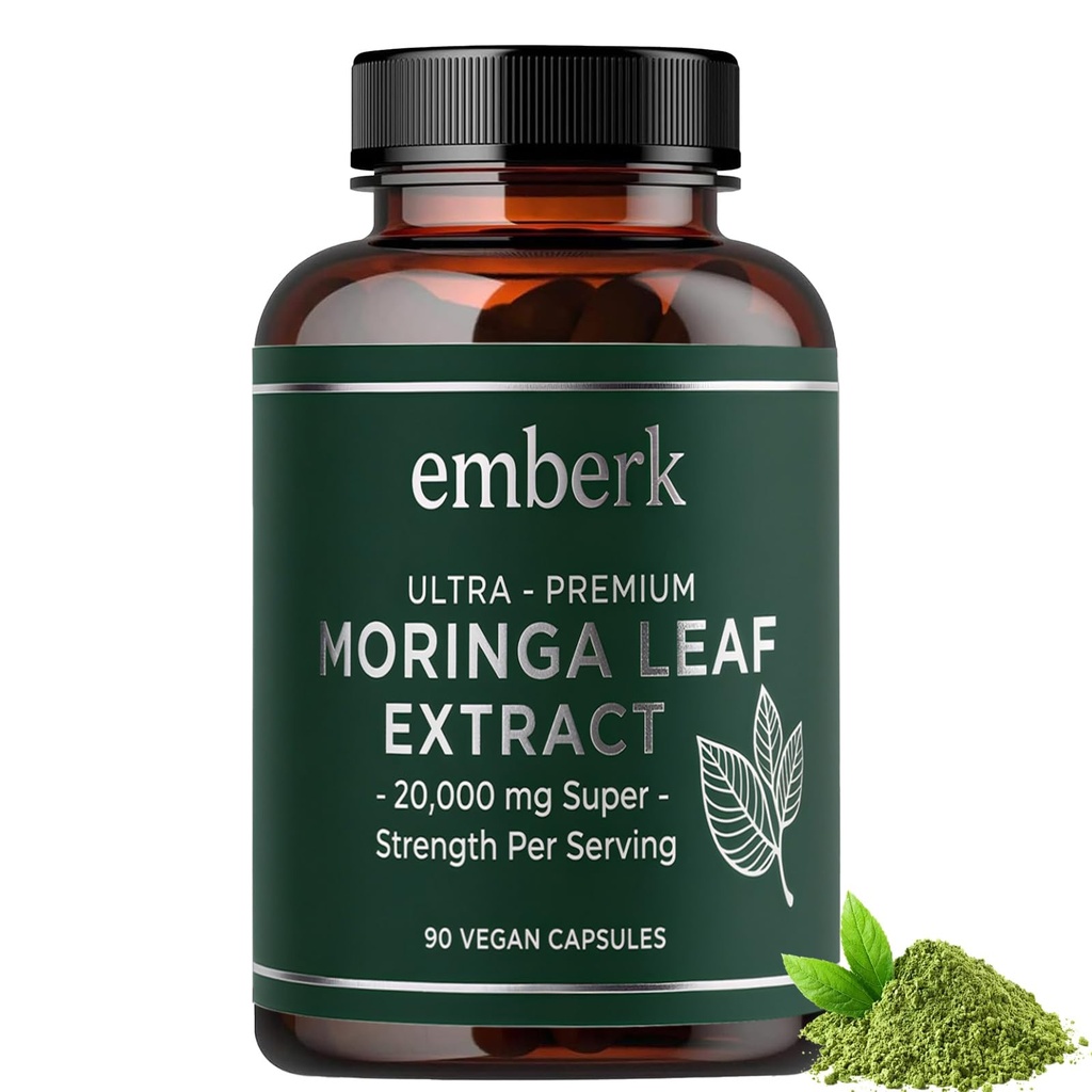 Moringa Capsules -20,000 mg Strength, | Concentrated and Standardized 20X Extract, Energy, Metabolism, & Immune Support. Non-GMO-90 Count Vegan Capsules (1pcs)